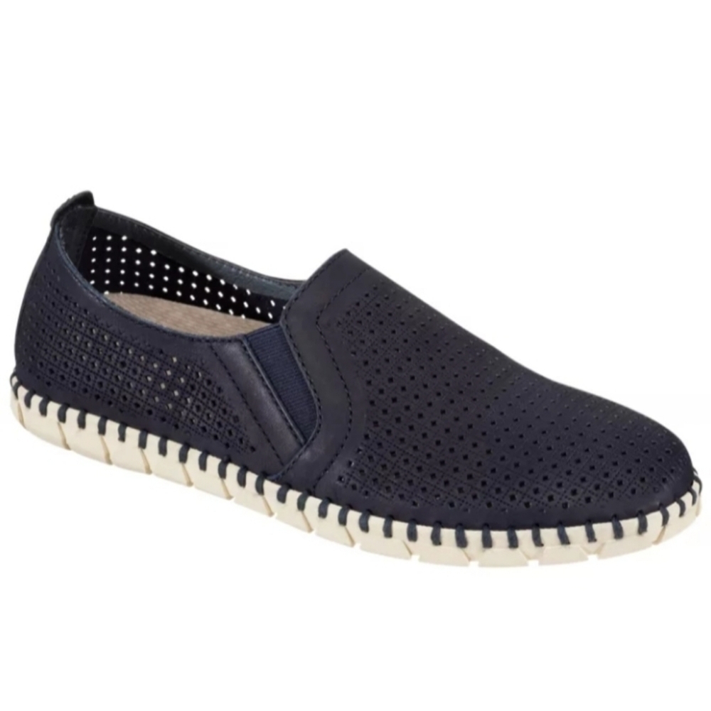 OTBT Universe Slip-On Shoes for Ladies 6 Perforated Leather Upper Navy